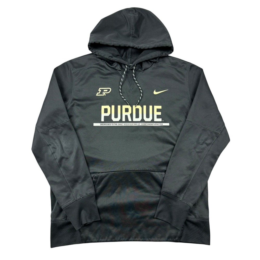 Nike Sweatshirt Men Large Black Purdue College University Therma Fit Sportswear